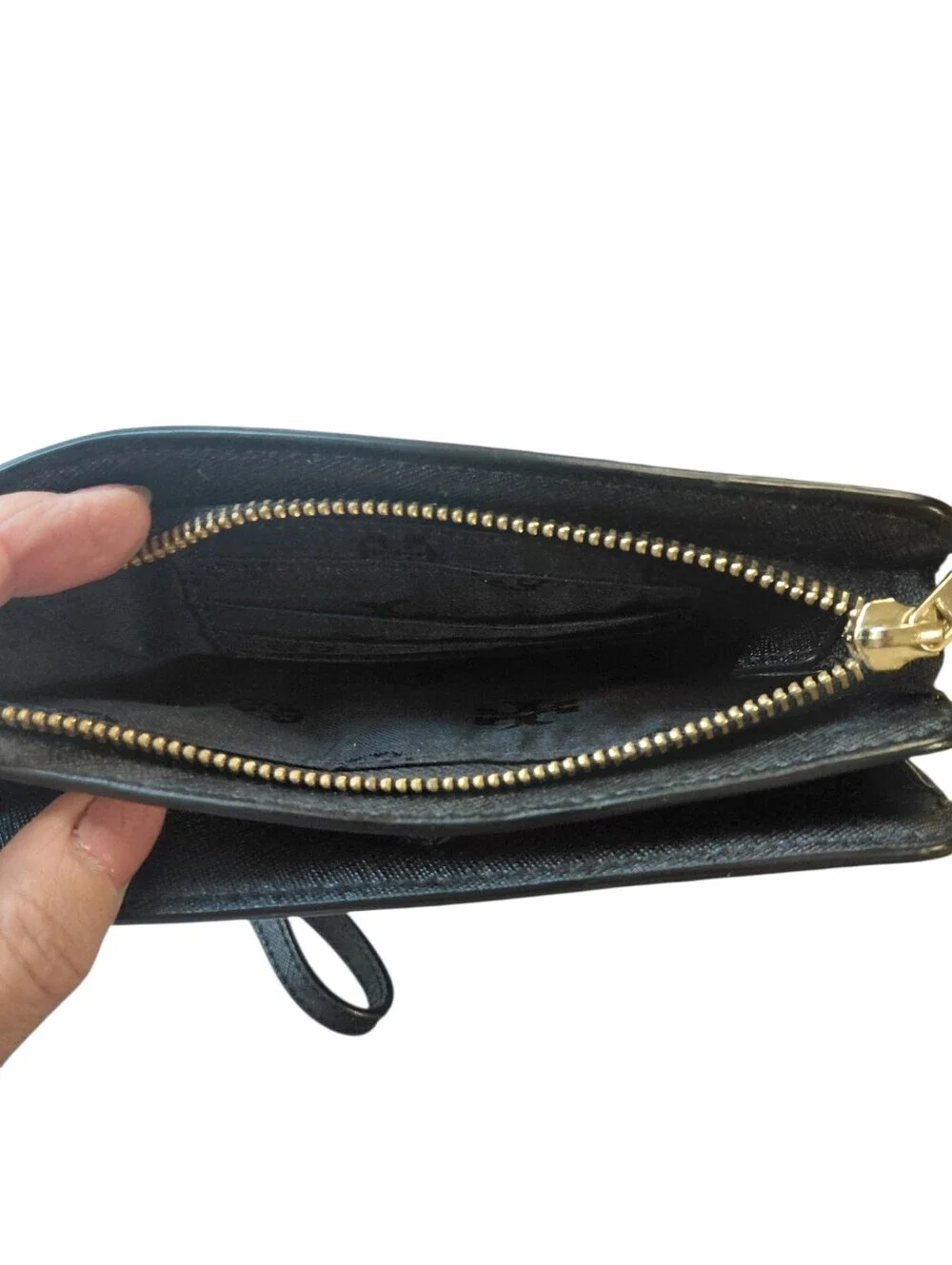 Tory Burch Bkack Saffiano Leather Wristlet Clutch